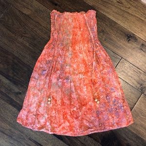 Strapless orange sundress